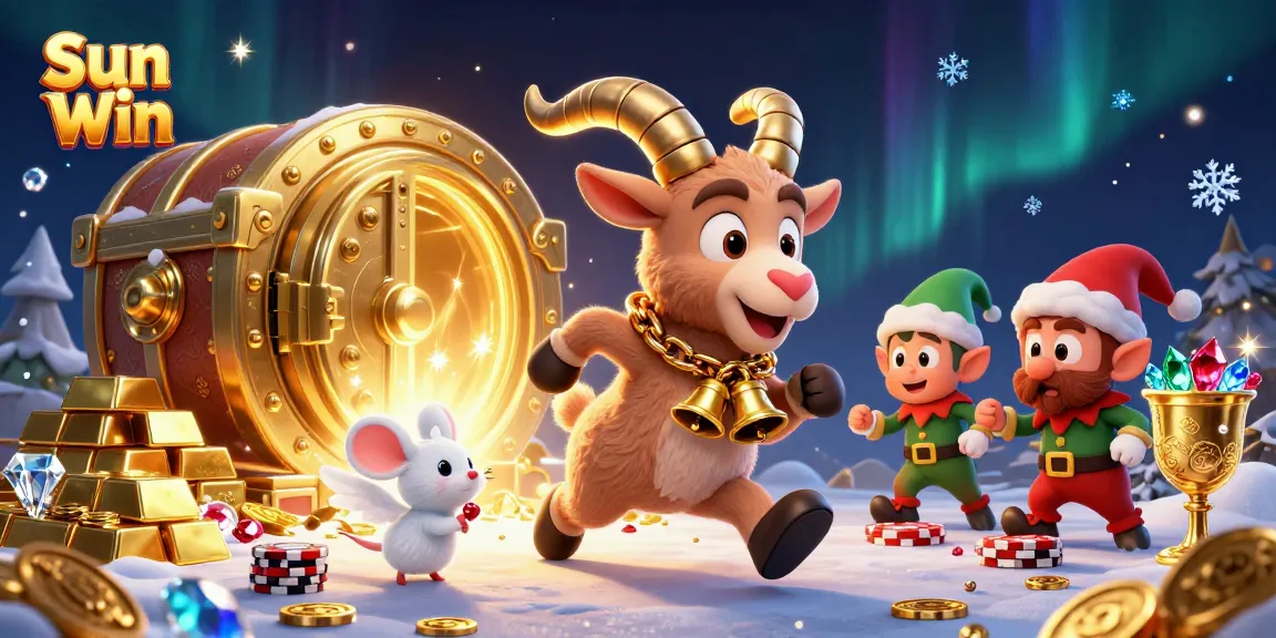 Experience the excitement at Sun Win's holiday-horror casino filled with treasure and playful chaos.
