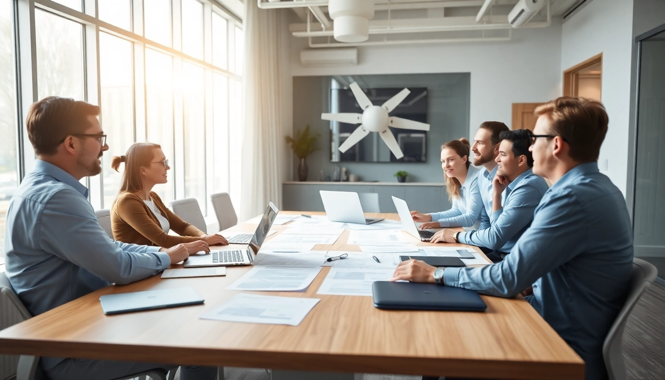 Engaged team exploring the expert led warranty company options in a bright office.