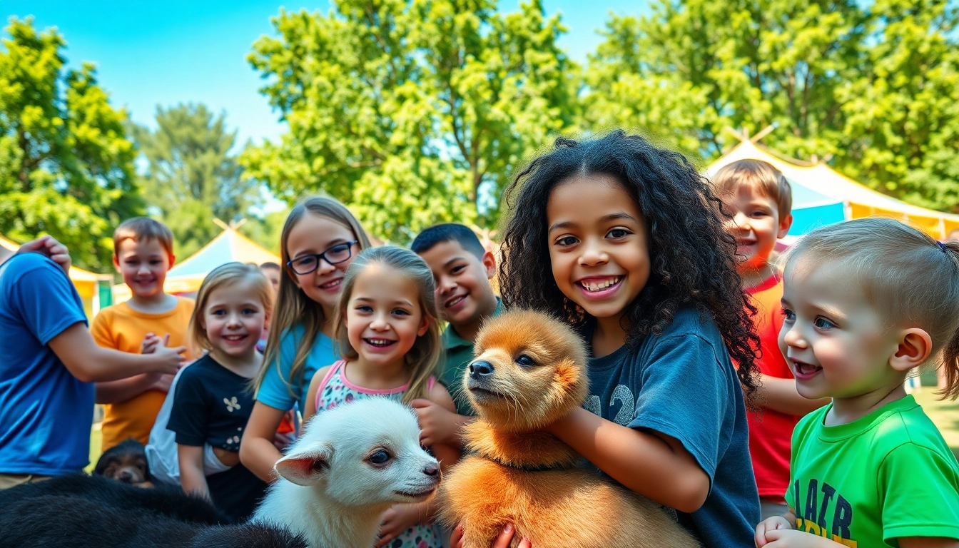 Children enjoying activities at animal summer camps for kids, fostering joy and learning.