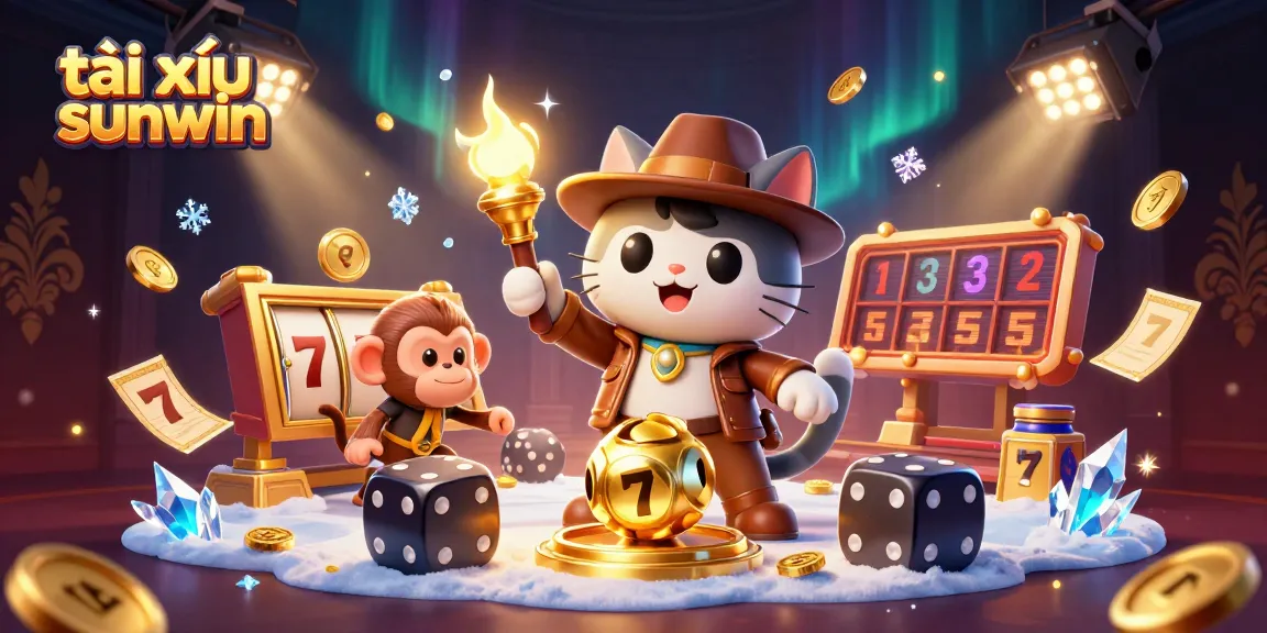 Engage with tài xỉu sunwin in this vibrant scene featuring a cat explorer discovering gold.