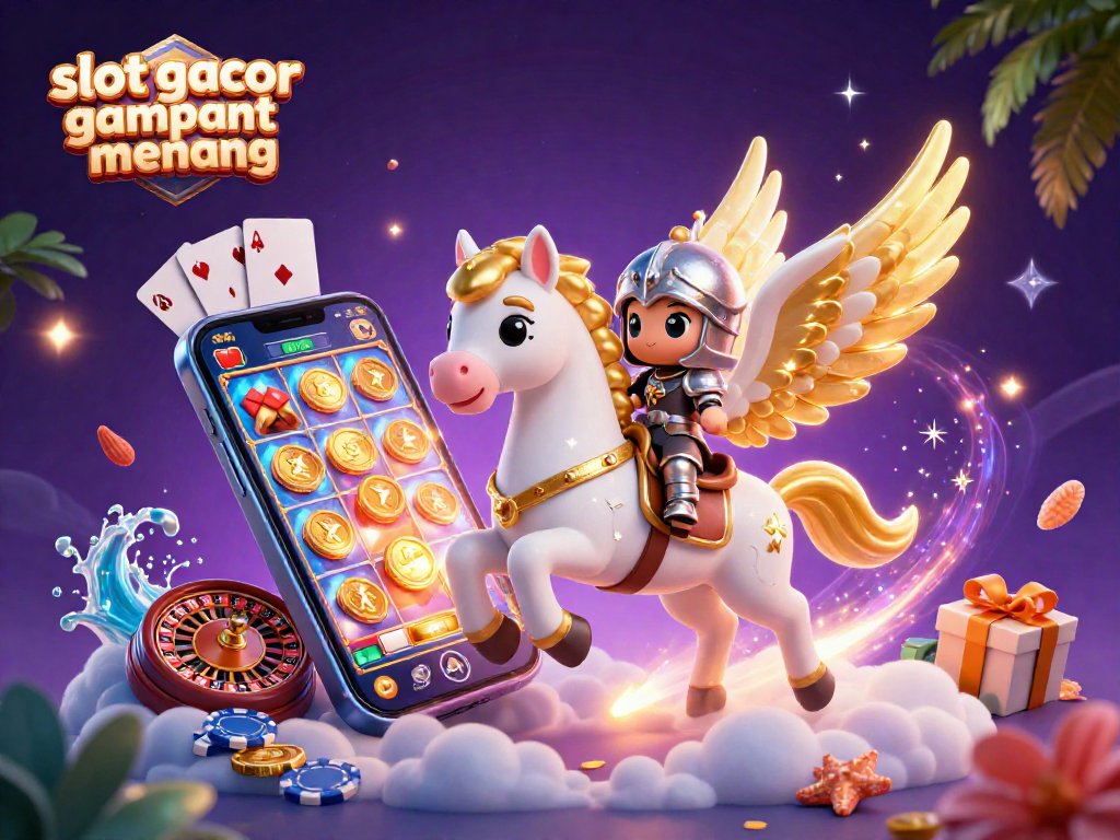 Experience slot gacor gampang menang with a vibrant 3D illustration showcasing thrilling casino elements.