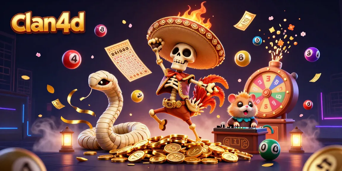 Join the celebration in clan4d as the mariachi rooster dances amidst a vibrant casino scene filled with fun.