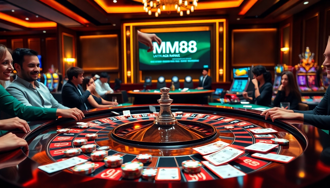 Players enjoying classic casino games at https://mm88.land/ with vibrant tables and thrilling atmosphere.