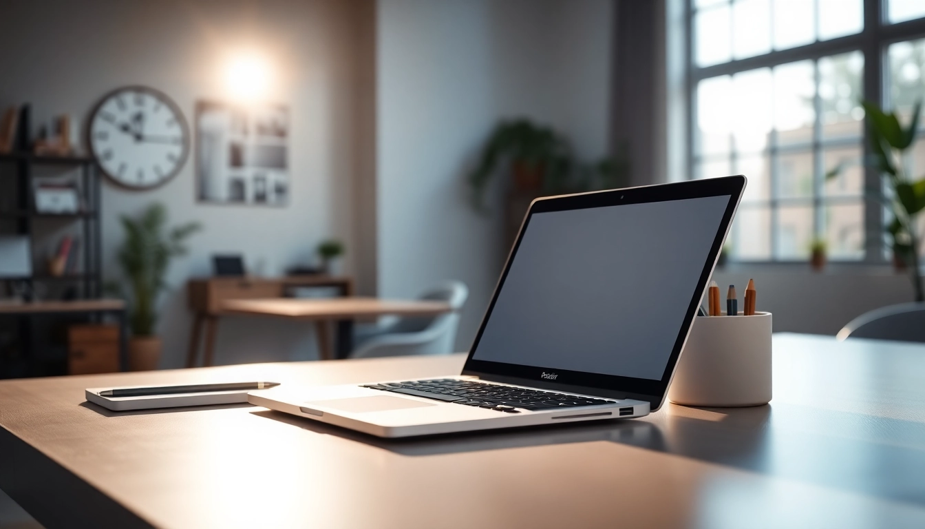 Trabajando con el MacBook Air M2 en un elegante escritorio moderno con luz natural.