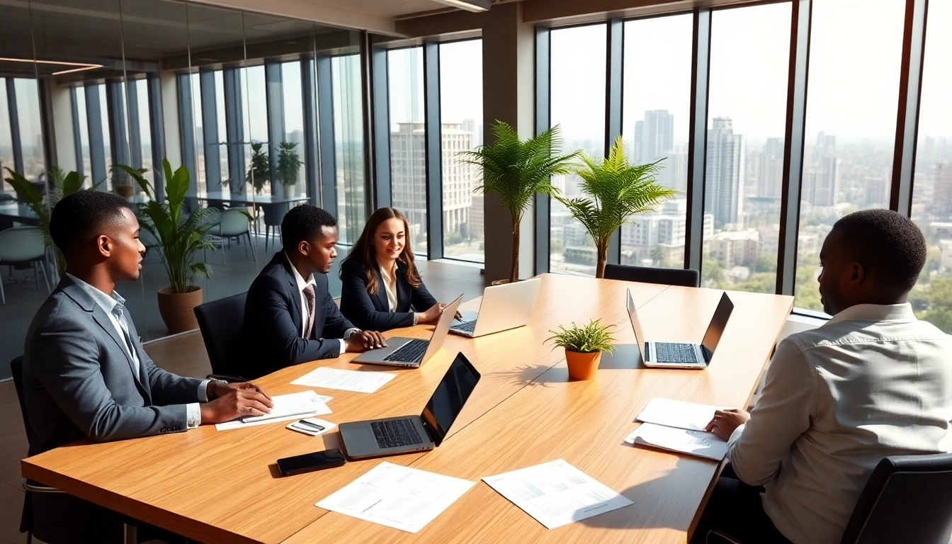 Engaging Tax Consultants in Kenya discussing financial strategies in a modern office.