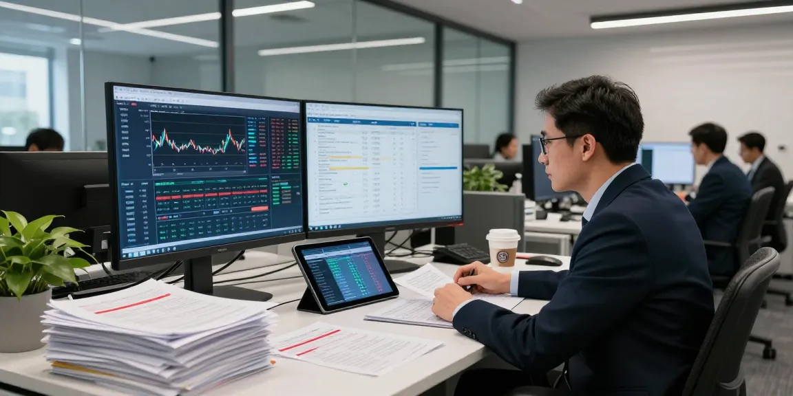 In-depth analysis of financial crime intelligence with data visualizations and team collaboration in a modern office.