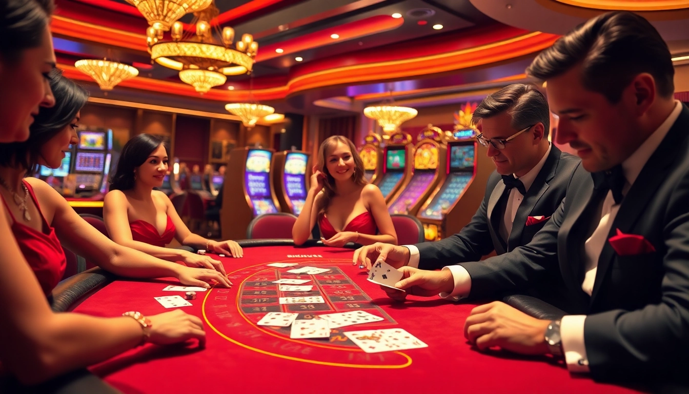 Vivez l'excitation de parier dans une scène dynamique au meilleur casino en ligne, mettant en avant le luxe et l'excitation.