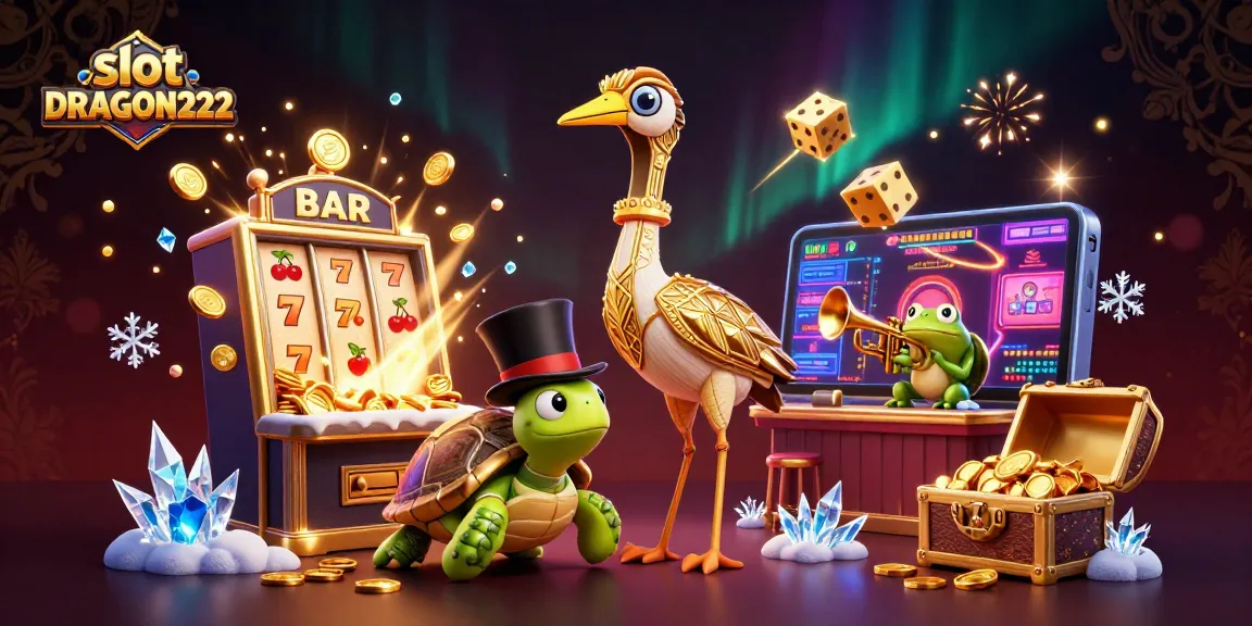 Experience thrilling spins with slot DRAGON222 in a vibrant casino scene bursting with excitement.
