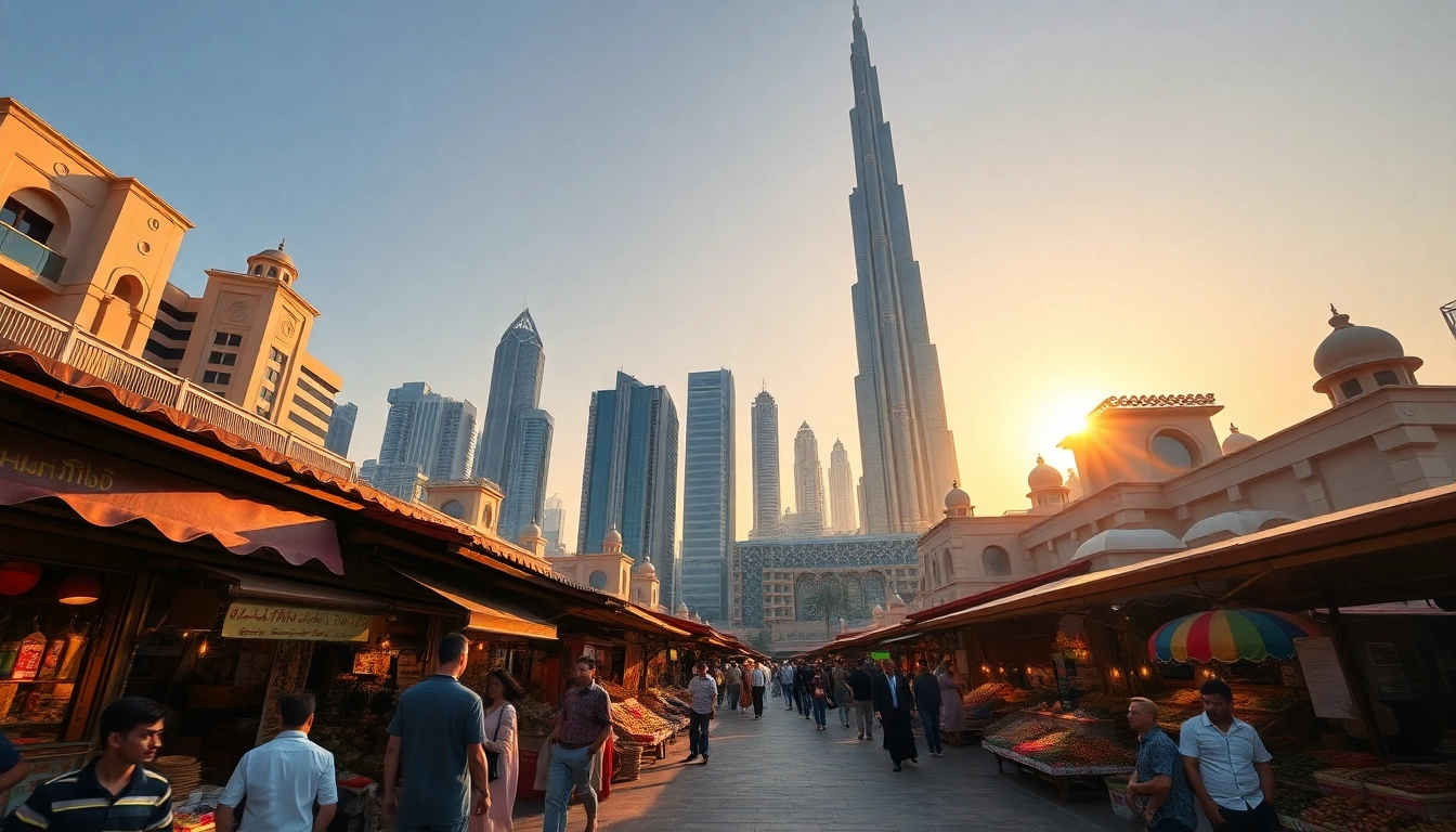 Tourists experiencing a half day dubai city tour with city landmarks and lively markets.