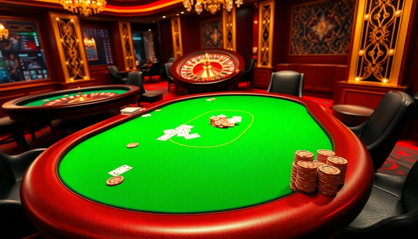 Engaging poker game setup at Jun 88 casino with vibrant chips and cards in action.
