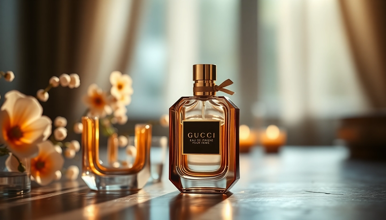 Admiring Gucci Guilty Eau de Parfum Intense, the elegant glass bottle illuminates femininity.