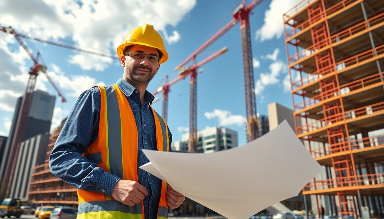New York Commercial General Contractor coordinating urban construction with cranes in the background.