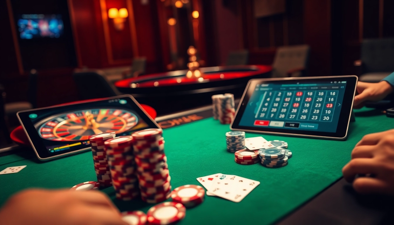 Place your bets with sbobet link alternatif in an exciting casino setting featuring poker and roulette.