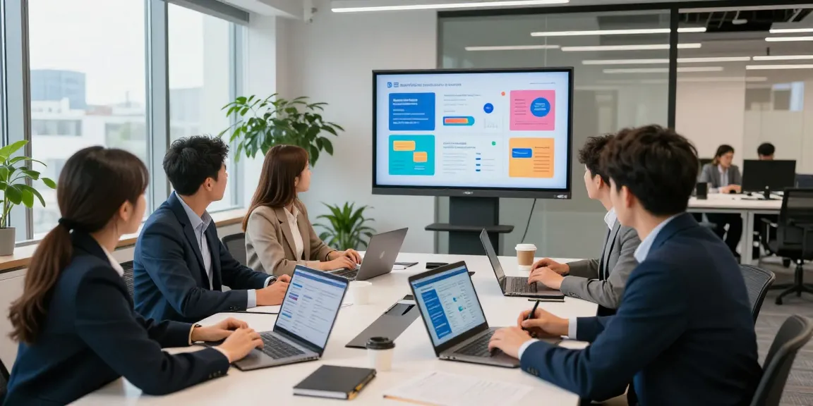 Team discussing unlimited business mobile plans in a modern office setting