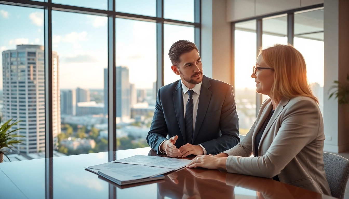 Sarasota injury lawyer advising a client in an inviting office, showcasing professionalism and expertise.