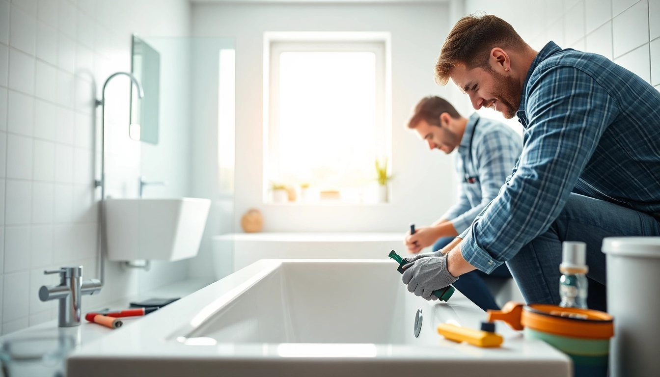 Installationsprozess von sonni sanitär GmbH in einem modernen Badezimmer.