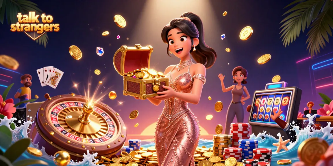 Talk to strangers through exciting video chats with verified users, featuring golden coins and engaging gaming elements.