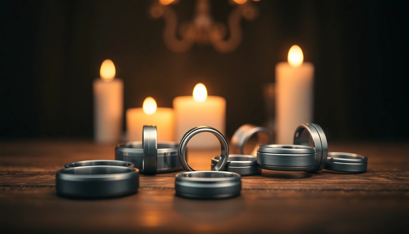Showcase of Gunmetal Wedding Bands for Men highlighting unique designs and textures.