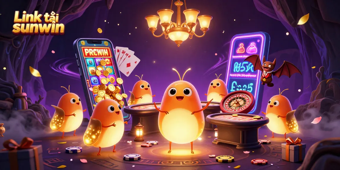 Play and win with Link tải sunwin in a vibrant casino scene filled with dynamic gaming elements.