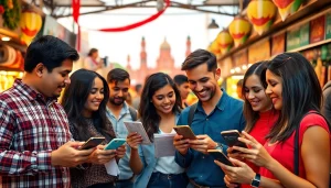 Engaging scene of best sports betting sites for Mexico with diverse individuals in a vibrant market.