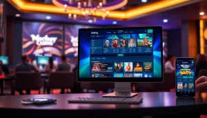 Explore the interactive online betting interface at https://whycazino.com showcasing diverse gaming options and a vibrant gaming lounge atmosphere.