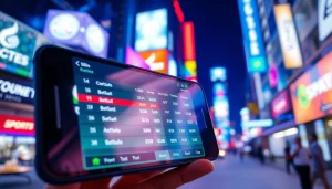 Highlighting the best sports betting apps in India on a smartphone against an urban backdrop.