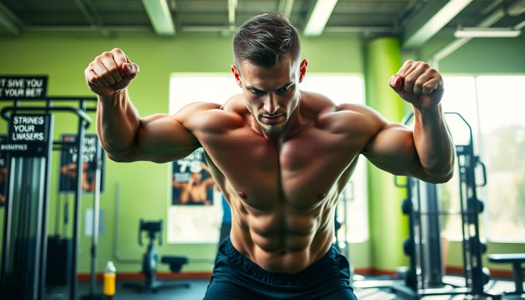 Atlet profesional yang berlatih intensif dengan sayaptogel di fasilitas olahraga modern.