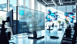 Showcasing futuristic technology at https://mohamedmmblog.tech with seamless interfaces and an innovative workspace.