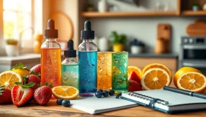 Vibrant liquid in stylish bottles with fresh fruits, creating an inviting atmosphere.