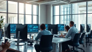 Modern office in Tampa showcasing Managed IT Services Tampa with team collaboration and technology.