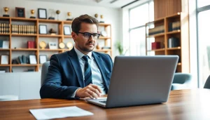 Engaging portrayal of an attorney at https://www.expertlawattorneys.com in a modern office setting.