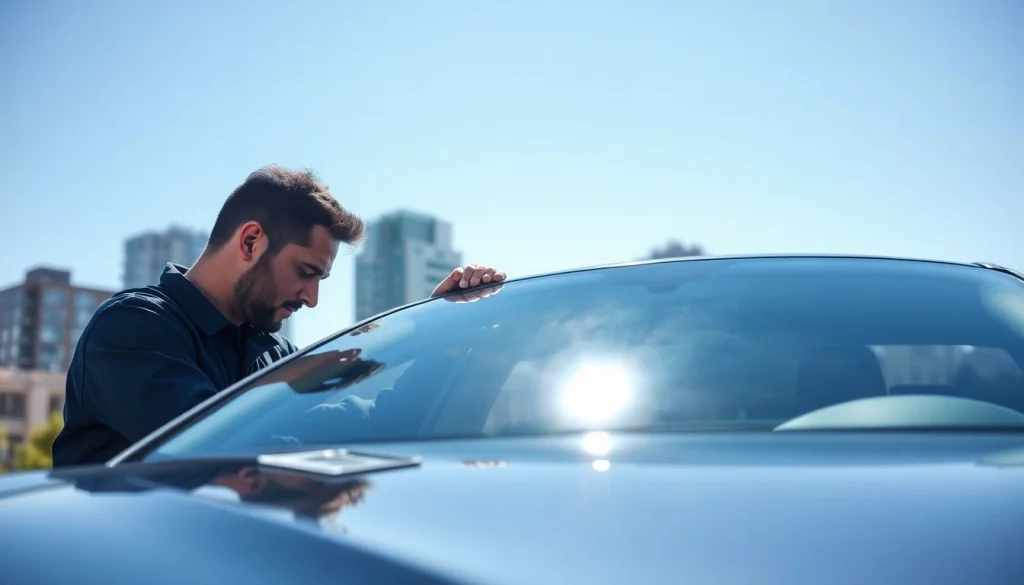 Experience Free mobile windshield replacement as an expert technician skillfully installs a new windshield.