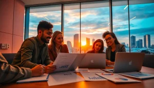 Teamleden van https://enqueteplein.nl werken samen aan een digitaal onderzoek.