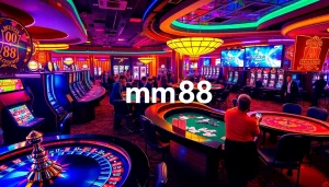 Experience thrilling gameplay at mm88, featuring vivid casino tables, exciting roulette wheels, and interactive online gambling setups.