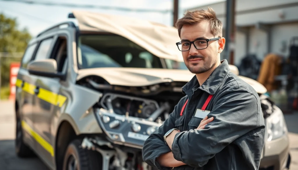Unfall Auto Gutachter analysiert den Schaden eines Fahrzeuges mit professioneller Sorgfalt.