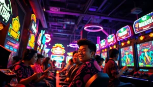 Menampilkan pemain terlibat dalam permainan komengtoto dengan suasana gaming yang energik.
