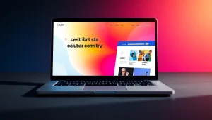 Desenvolvimento de Site com design moderno e responsivo em laptop, destacando funcionalidades impressionantes.