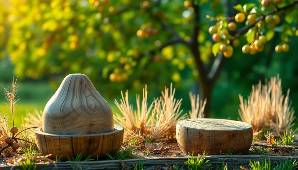 Colmenas de madera en un entorno sereno, rodeadas de flores y naturaleza vibrante.