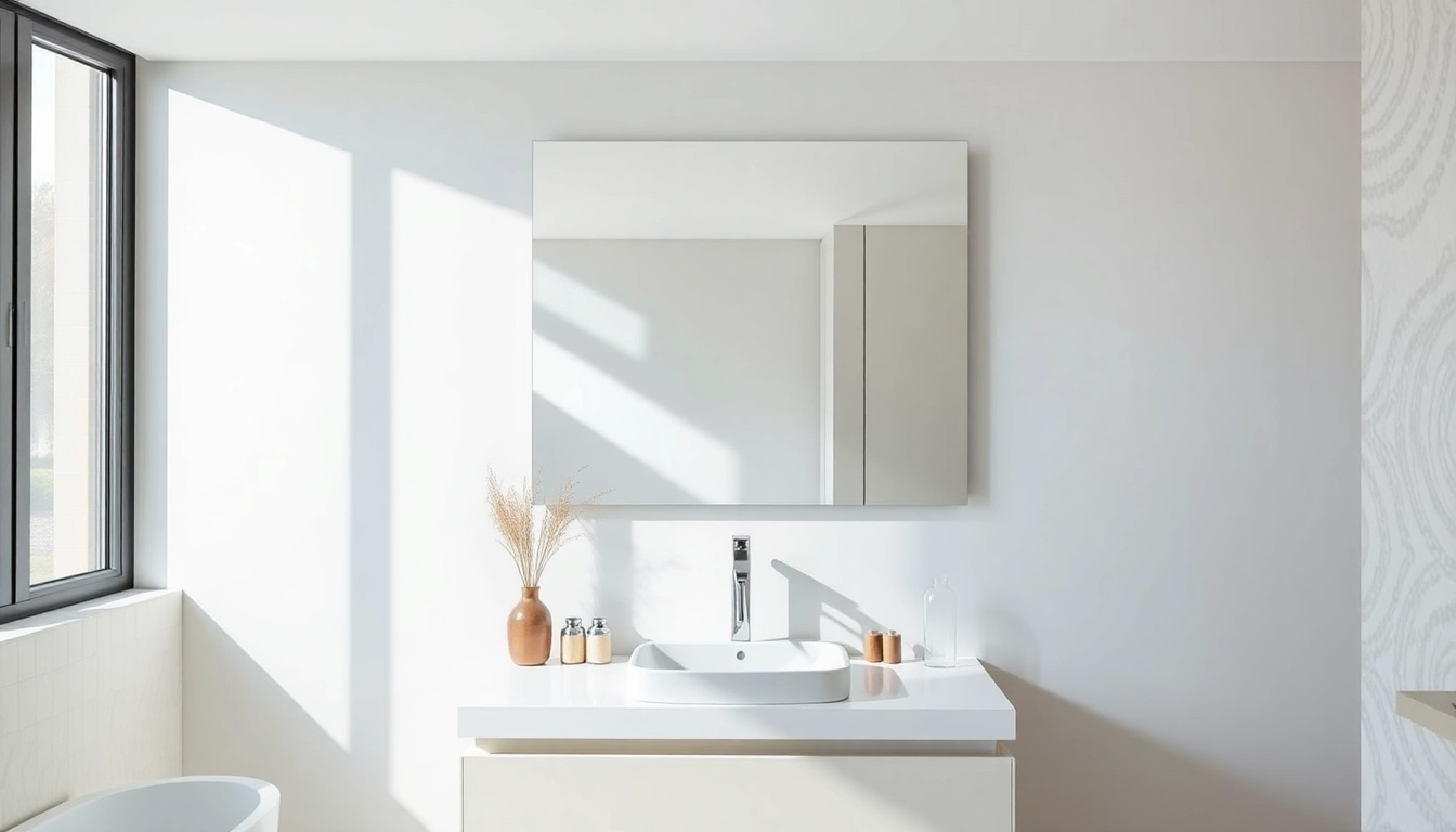 Sonni Spiegelschrank im eleganten Badezimmer mit modernem Design und heller Beleuchtung.