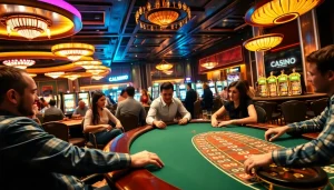 คาสิโนที่มีผู้คนเล่นเกมต่างๆ ในบรรยากาศที่มีชีวิตชีวา