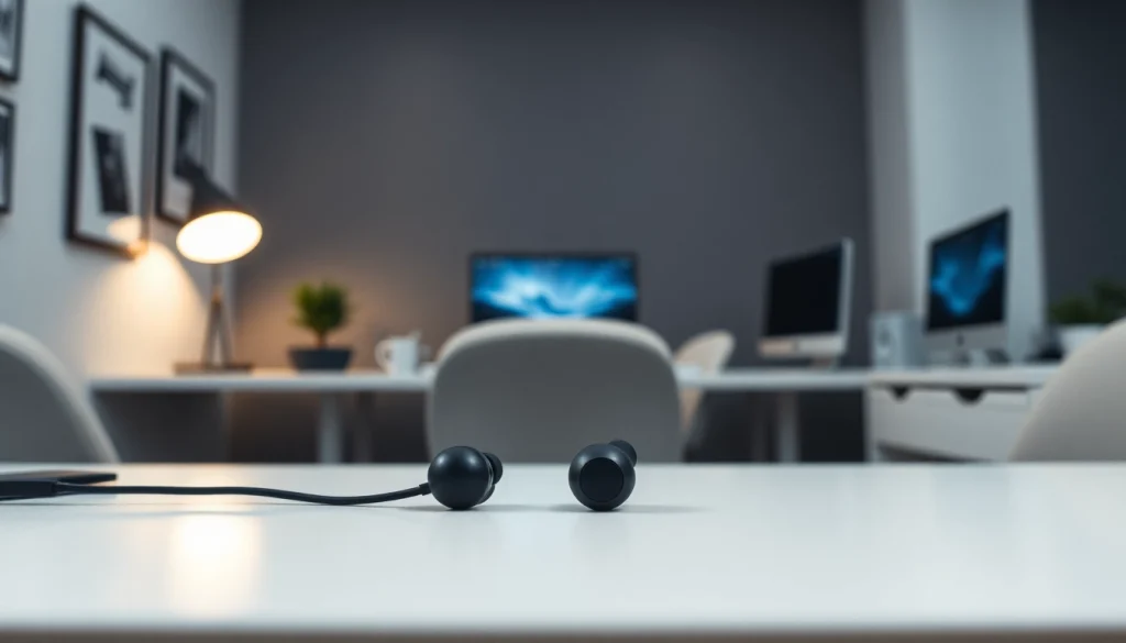 Experience the clarity of sound with the MV 88 earphones, elegantly displayed in a modern workspace.