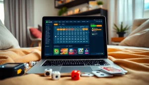 Menggambarkan pengalaman bermain diantogel yang menarik dengan perangkat digital dan permainan kartu.