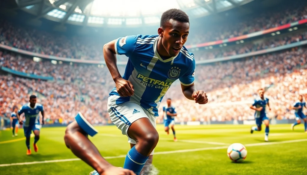 Capture of Wilfried Gnonto in action during a match, demonstrating speed and skill at https://diknews.co.uk/wilfried-gnonto/.