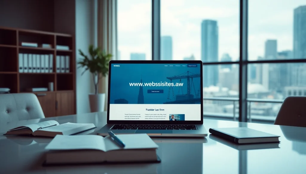 Showcase of the professional law firm website https://www.websites.law in a modern office.