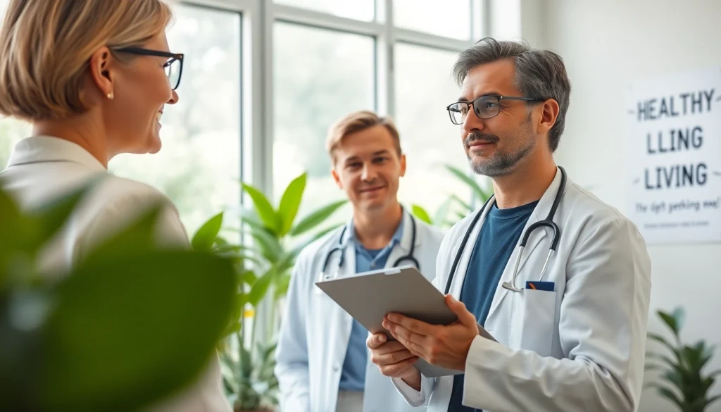 Assess health through a professional patient interaction in a serene clinic.