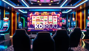 Tampilkan pertandingan game koi800 yang seru dengan desain ruangan gaming modern.