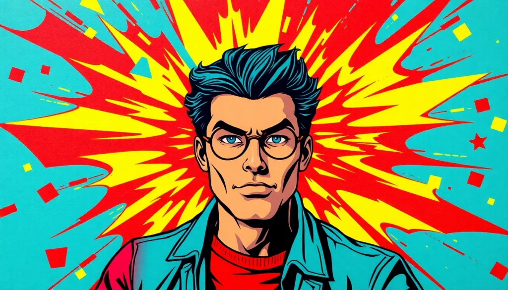 Artistic portrayal of a pop art canvas with bold colors and retro comic aesthetics.