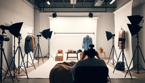 Professional e-commerce photography setup highlighting diverse products