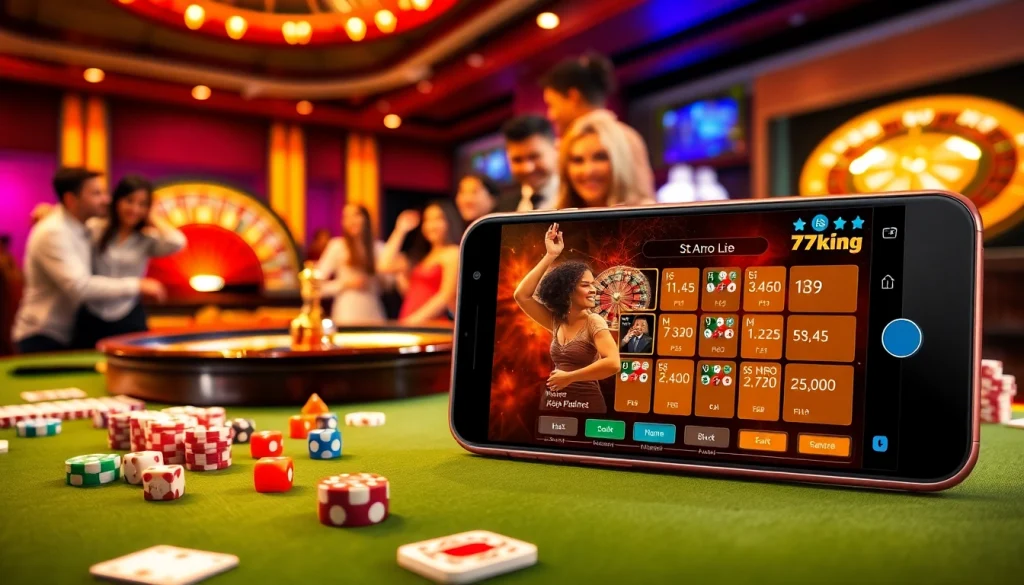 Experience the thrill of gaming at the 79king app with vibrant casino elements including poker and roulette.