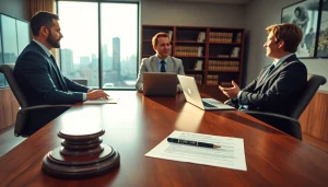 Engaging consultation at https://www.ihavealawsuit.com showcasing a lawyer and client in a professional setting.